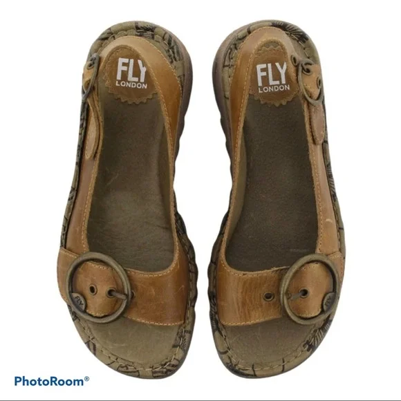 Fly London Tan Sandals - Picture 2 of 10